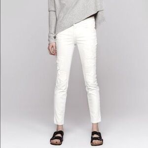 Current Elliott stiletto with patch repair jeans